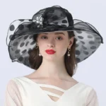 Chapeau de cérémonie en organza à large bord pour femmes – Image 7