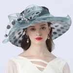 Chapeau de cérémonie en organza à large bord pour femmes – Image 9