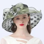 Chapeau de cérémonie en organza à large bord pour femmes – Image 10