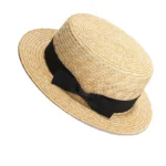 Chapeau Canotier en Paille Fine pour Femme avec Ruban Rayé et Nœud Élégant – Image 15