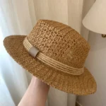 Chapeau coréen en paille tressée pour femme – Image 9