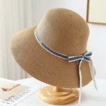Chapeau de soleil pour femme en paille tricotée – Image 6