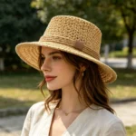Chapeau coréen en paille tressée pour femme – Image 7
