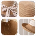 Chapeau de paille  pour femme avec ruban à pois – Image 2