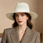 Chapeau de soleil en paille style fedora pour femme – Image 9