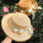 Chapeau de paille en raphia pour femme à dessus plat – Image 5