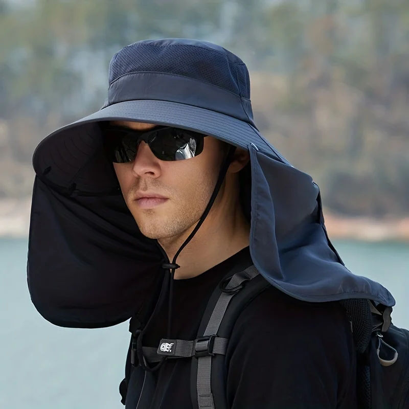 kf-S4ab0bdaf44304e2eab3f07f33883a9dcv Chapeau de Randonnée Unisexe avec Voile de Protection Nuque – Image 1