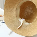 Chapeau de soleil pour femme en paille tricotée – Image 5