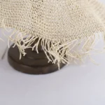Chapeau de paille décontracté en papier pour femme avec bords frangés – Image 4