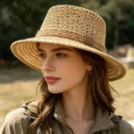 Chapeau coréen en paille tressée pour femme – Image 5