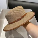 Chapeau de paille respirant avec ceinture décorative – Image 2