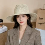 Chapeau de soleil en paille style fedora pour femme – Image 7
