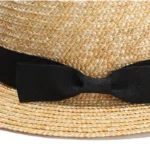 Chapeau Canotier en Paille Fine pour Femme avec Ruban Rayé et Nœud Élégant – Image 16