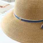 Chapeau de soleil pour femme en paille tricotée – Image 3