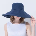 Chapeau de soleil pliable à large bord en coton – Image 3