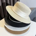 Chapeau canotier d'été élégant orné de perles – Image 7