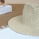 Chapeau de soleil en paille style fedora pour femme – Image 4