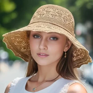 Chapeau de soleil en dentelle et maille
