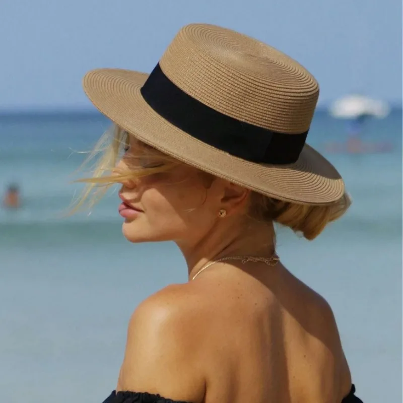 kf-Sc5650efa8ca74529bdd822e03279ec6fI Chapeau de soleil pour femme en paille – Image 1
