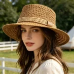 Chapeau coréen en paille tressée pour femme – Image 3