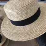Chapeau de Soleil Canotier Anti-UV UPF 50+ en Paille de Blé avec Ruban Noir – Image 3