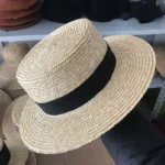 Chapeau de Soleil Canotier Anti-UV UPF 50+ en Paille de Blé avec Ruban Noir – Image 2