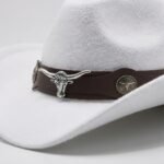 Chapeau de cowboy unisexe avec ceinture en cuir et taureau – Image 6