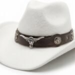 Chapeau de cowboy unisexe avec ceinture en cuir et taureau – Image 8