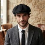 Casquette gavroche en laine noire style vintage unisexe – Image 2
