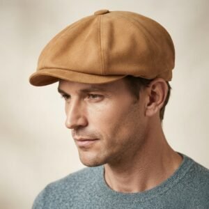 Casquette gavroche vintage en laine et polyester style rétro