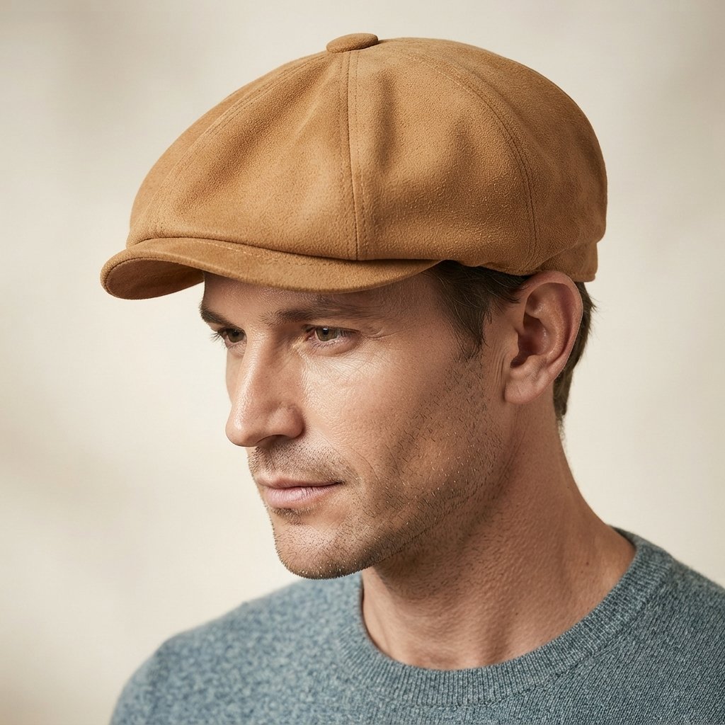 Man_wearing_hat_20260921142238 Casquette gavroche vintage en laine et polyester style rétro – Image 1
