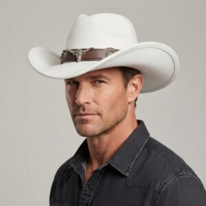 Chapeau de cowboy unisexe avec ceinture en cuir et taureau