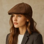 Casquette plate rétro en suédine unisexe style gavroche – Image 4