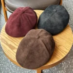 Casquette plate rétro en suédine unisexe style gavroche – Image 7
