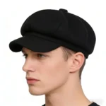 Casquette gavroche en laine noire style vintage unisexe – Image 5