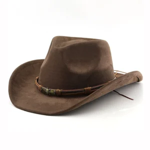 Chapeau de cowboy avec lanières tressées et détail métallique