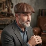 Casquette gavroche vintage en simili cuir