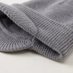 Bonnet à visière gris en laine tricotée double couche – Image 6
