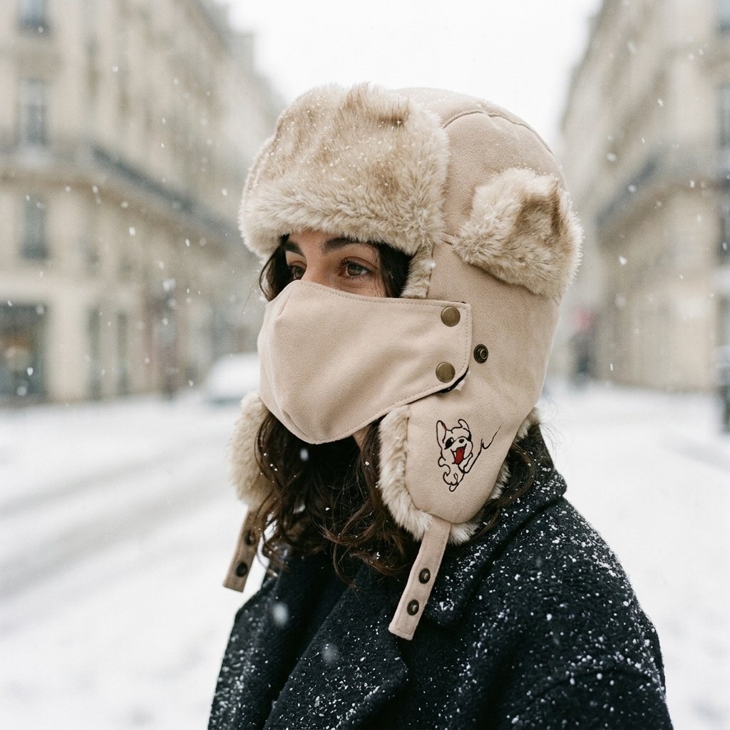 Chapka avec fausse fourrure et masque amovible