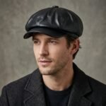 Casquette gavroche en cuir style rétro vintage