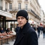 Bonnet noir en maille côtelée pour homme et femme – Image 6