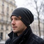 Bonnet slouchy noir fin en tissu respirant – Image 7