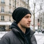 Bonnet slouchy noir en coton respirant