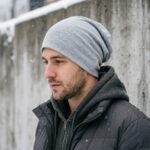 Bonnet slouchy gris en coton respirant