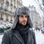 Chapka ouchanka grise en fausse fourrure effet raton laveur – Image 4