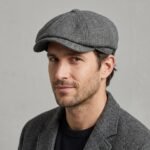 Casquette gavroche en coton à motif chevron