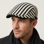 Casquette plate à rayures noires et blanches