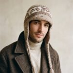 Bonnet péruvien blanc cassé à visière et cache-oreilles motifs jacquard – Image 6