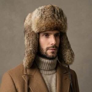 Chapka trappeur marron en fausse fourrure style raton laveur