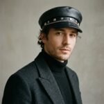 Casquette gavroche noir style militaire avec une chaine – Image 7